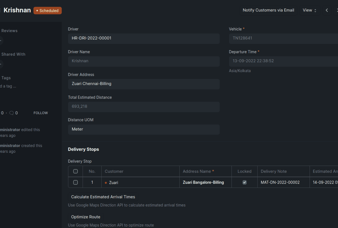 Route Optimization Dashboard
